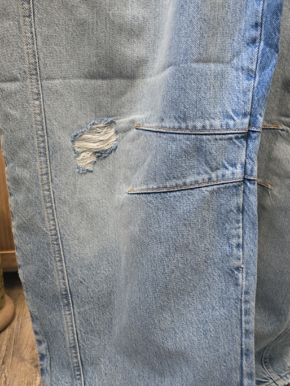 Free People Light Blue Distressed Denim Overalls - Picture 5 of 8